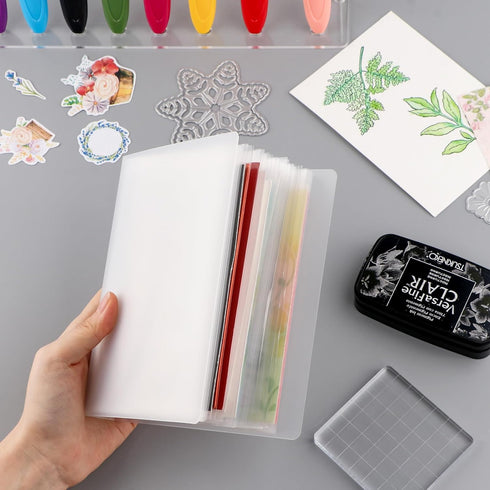 80Pages/ 2Set A6 Clear Stamps Storage Embossing Folder Storage Photo Storage Album Seal Bags Storage Keeper Cards Folder Storage Bag for DIY Scrap...