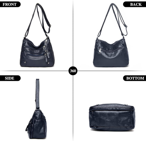 Women Crossbody Bag PU Leather Shoulder Purse Ladies Crossover Bags Lightweight Multi-Pocket Satchel Messenger Bag...