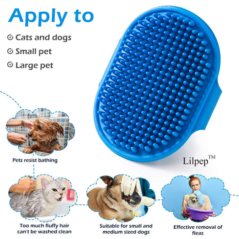 Pet Shampoo Bath Brush Soothing Massage Rubber Comb with Adjustable Ring Handle for Long Short Haired Dogs and Cats Grooming, 2 PCS...