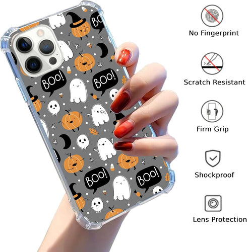 Cute Halloween Ghost Case Compatible with iPhone 14 Pro, Witchy Pumpkin Halloween Boo Case for iPhone 14 Pro for Teens Men and Women, Trendy Cool ...