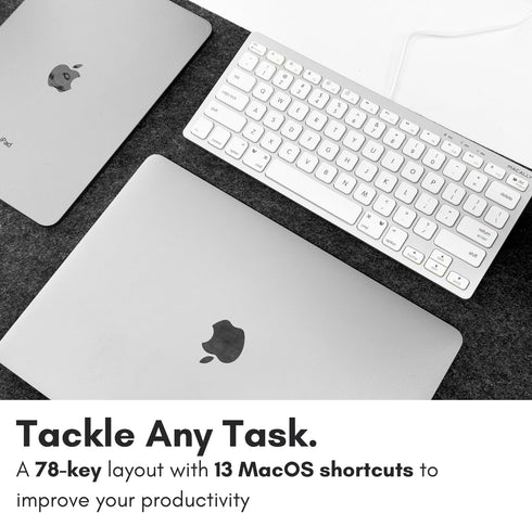 Macally Small Wired Keyboard for Mac and Windows - 78 Scissor Switch Keys Compatible Apple Keyboard - USB Mini Keyboard That Saves Space and Looks...