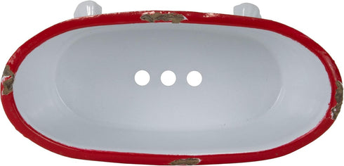 Foreside Home & Garden Red Rim White Enamel Bathtub Soap Dish...