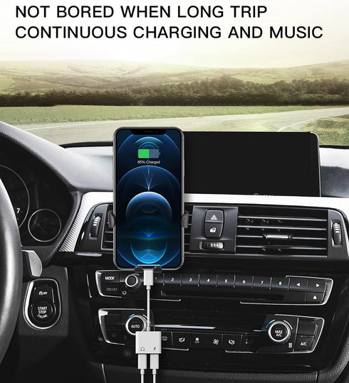 2pack,Compatible for iPhone Headphone Adapter Double Compatible with Lightning Port to Audio Jack and Charger Earphone Charging Splitter 11 12Mini...