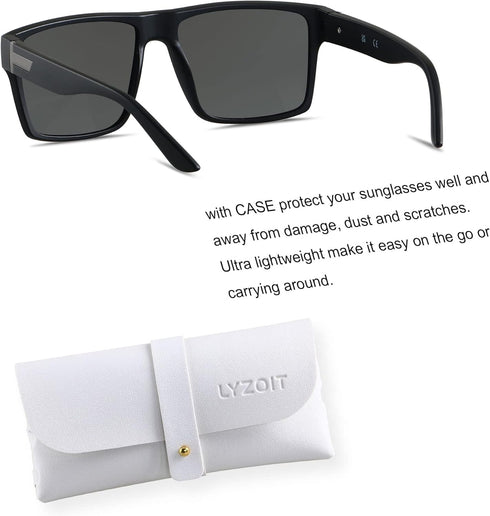 LYZOIT Square Sunglasses for Men Women Polarized Oversized Big UV Protection Rectangle Shades...