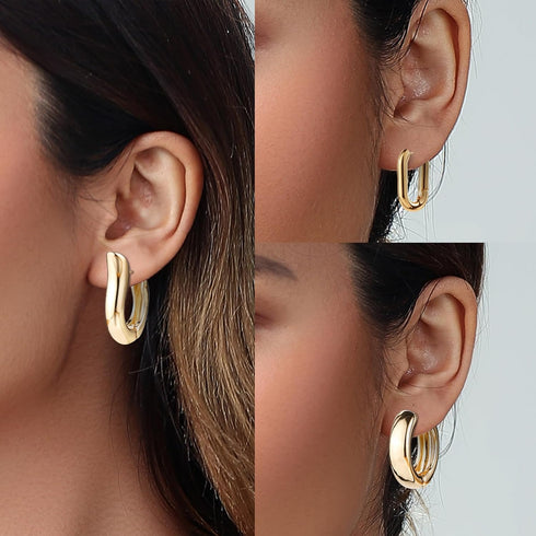 6 Pairs Gold Hoop Earrings for Women, 14K Gold Plated Huggie Hoop Earrings Set Hypoallergenic Lightweight Chunky Open Hoops Jewelry for Gift...