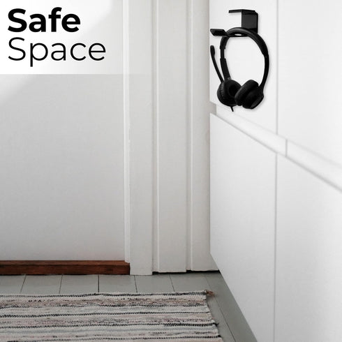 Headphone Hanger Wall Hook 2-Pack - Organizes & Protects Headphones. Stick-On Attach to Wall or Under Desk. includes Cable Organizer, Double Sided...