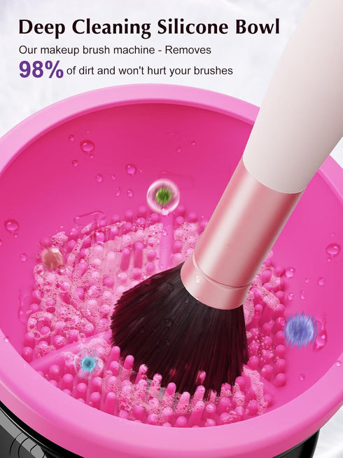 Makeup Brush Cleaner Machine Leumorcioa Electric Silicone Cosmetic Brush Cleaners For Girl Women- Automatic Deep Cleaning Makeup Brush Washer- Mak...