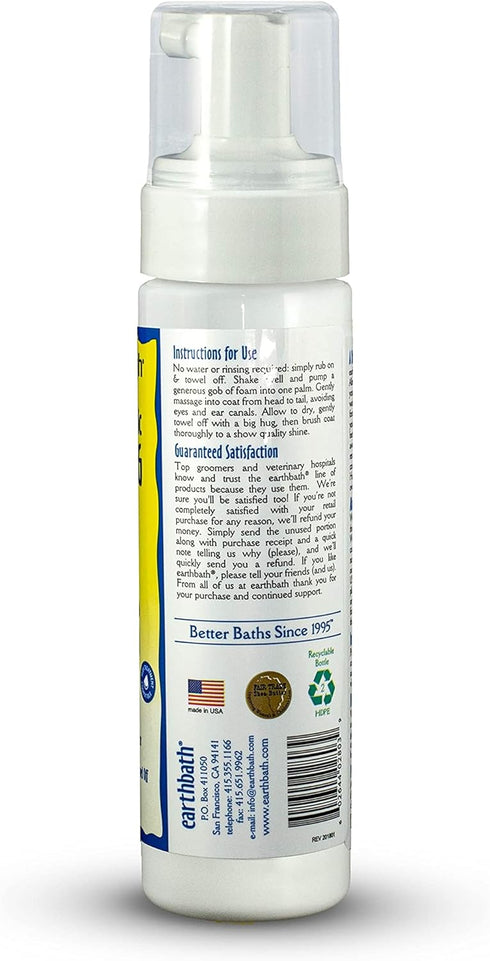 earthbath, All Natural Hypo-Allergenic Dog Grooming Foam - Fragrance Free Dog Shampoo for Allergies and Itching, Cruelty Free, No Water Needed, Ru...