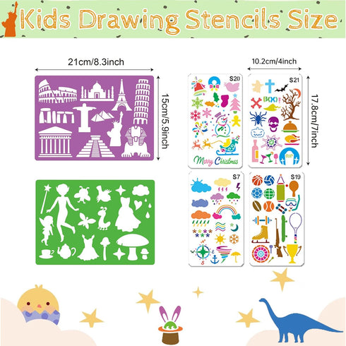 Drawing Stencils for Kids 30 Pieces Kids Stencils for Drawing with 500+ Patterns, Great Art Stencils Gift for Boys Girls Birthday Christmas...