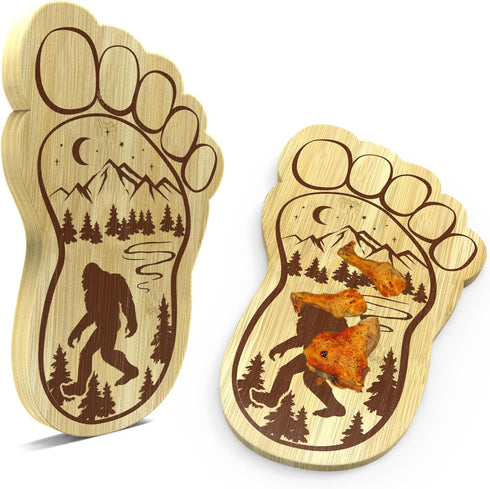 Sasquatch Charcuterie Board, 12.6" X 7.6" Unique Bigfoot Gifts, Footprint Cheese Board & Serving Tray for Anniversary Birthday Party Christmas Wed...