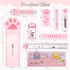 9 Pcs Cute Cat Paw Stationery Set Kawaii School Supplies Including Pencil Sharpener Retractable Eraser Correction Tape Sticky Notes Ruler Mini Sci...