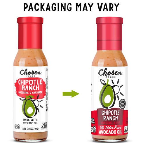 Chosen Foods Avocado Oil-Based Chipotle Ranch Salad Dressing and Marinade, Keto Diet Friendly, Gluten Free, Low-Carb Sauce (8 oz)...
