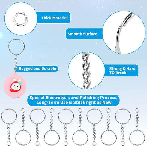 Paxcoo 50Pcs Keychains with Chain and 50 Pcs Jump Rings, Keychain Rings Kit Findings Bulk for Keychain Making Supplie DIY Crafts...