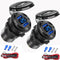 2 Pack 12V USB Outlet Wire Aluminum Car Charger Multi Port, Dual USB Quick Charge 3.0 Port and PD USB C Socket with Voltmeter Switch for Car Boat ...