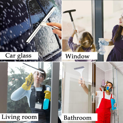 4Pcs Replacement Squeegee Rubber, 10.23'' Window Cleaning Scrubber Wiper Replacement Rubber for Glass, Shower Doors Universal Flexible Squeegee Bl...