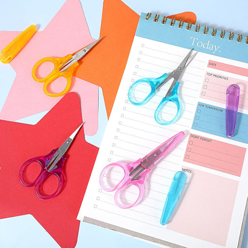 4Pcs Small Sewing Scissors Stainless Steel Detail Craft Scissors Set with Cap Portable Scissors for Paper Cutting Sewing Crafting Quilting...