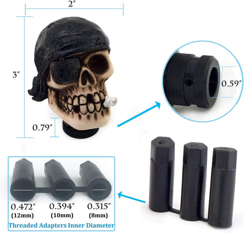 Skull Gear Knob Shifter, Car Stick Shift Handle One-Eyed Pirate Skeleton Style Fit Most Manual Automatic Transmissions, Black...
