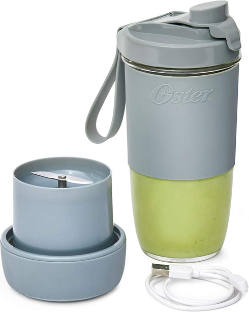 Oster Blend Active Portable Blender with Drinking Lid, USB Chargeable Personal Blender, Gray...