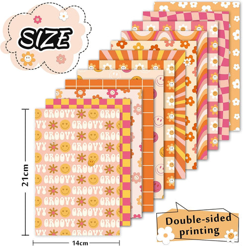 Whaline 60Pcs Boho Pattern Paper A5 Groovy Scrapbook Specialty Paper Hippie Double Sided Retro Boho Decorative Craft Paper For DIY Art Craft Card ...