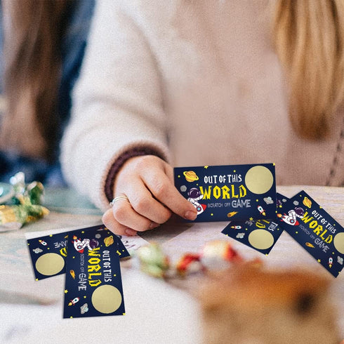 Space Theme Party Scratch Off Game Cards?32 PCS?Baby Shower Games Vouchers Festive Raffle Tickets Class Reunion Scratch Off Game Cards Christmas T...