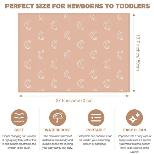 Geelin 3 Pcs PU Baby Diaper Changing Pad 20 x 28 Inches Foldable Portable Changing Mat Travel Waterproof Changing Pad Liner for Baby, Small Toddle...