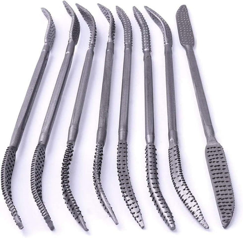 Wood Files and Rasps 8 PCS 5.5 X 200mm Double Ended Riffler Wood Rasp File Set Riffler File Set Woodworking Carving Rasping Coarse Rasps and Files...