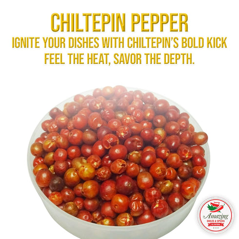 Dried Chiltepin Peppers (Chile Tepin) – 2oz Bag - Great For Use with Seafood, Sauces, Stews, Salsa, Meats. Very Hot with a Smoky Flavor. Air Tight...