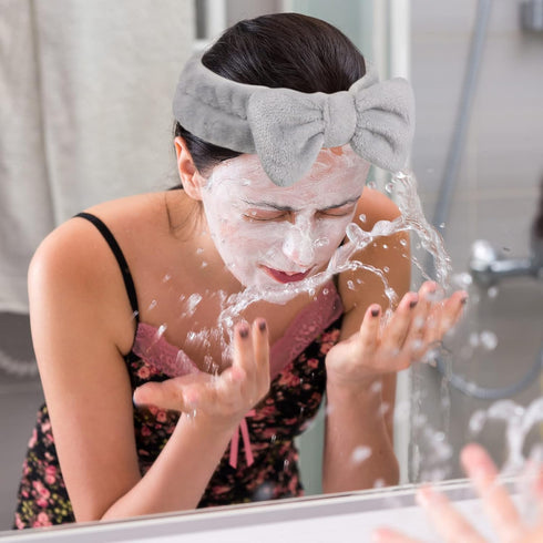 Yoseng 6 Pcs Spa Headband and Wristband Set for Face Washing,Makeup Headbands for Women for Wash Face, Skincare,Makeup Removal,Shower(Black,gray)...