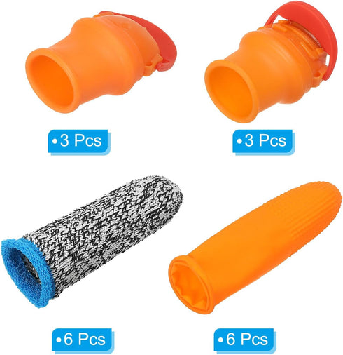 PATIKIL Small 2 Style Gardening Thumb Knife Set, 18Pcs Silicone Thumb Cutter Finger Cover Garden Trim Tool for Picking Fruit Vegetable, Orange...