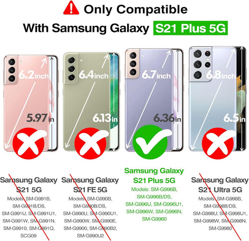 Rayboen for Samsung Galaxy S21 Plus Case with 2X Soft Screen Protector, Crystal Clear Hybrid Designed Protective Shockproof Slim Phone Cover for G...