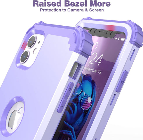 IDweel for iPhone 11 Case with Tempered Glass Screen Protector,Hybrid 3 in 1 Shockproof Heavy Duty Protection Hard PC Cover Soft Silicone Bumper F...