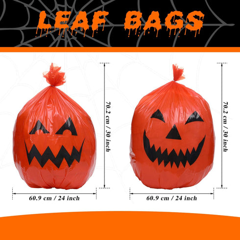 12 Pieces Pumpkin Lawn Bags Halloween Plastic Leaf Bags Pumpkin Pattern Lawn Bags for Outdoor Fall Halloween Trash Bag Decoration Pumpkin Lawn Bag...