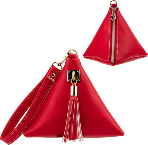 Women Leather Clutch Wallet Triangle Wristlet Purse with Wrist Strap...