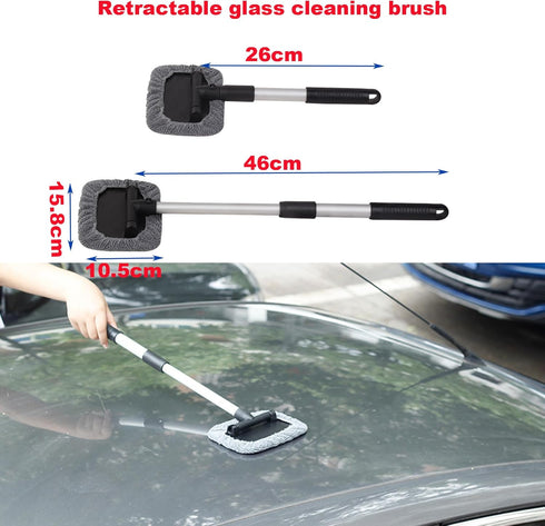 Car Rearview Mirror Wiper 2 pack Universal Automotive Car Accessories Telescopic Auto Mirror Squeegee Cleaner 98cm Long Handle Portable Car Cleani...