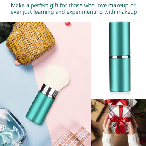 Falliny Retractable Makeup Brushes, Travel Mini Face Kabuki Blush Brush, Portable Powder Foundation Sunscreen Brush with Cover for Blush, Bronzer,...