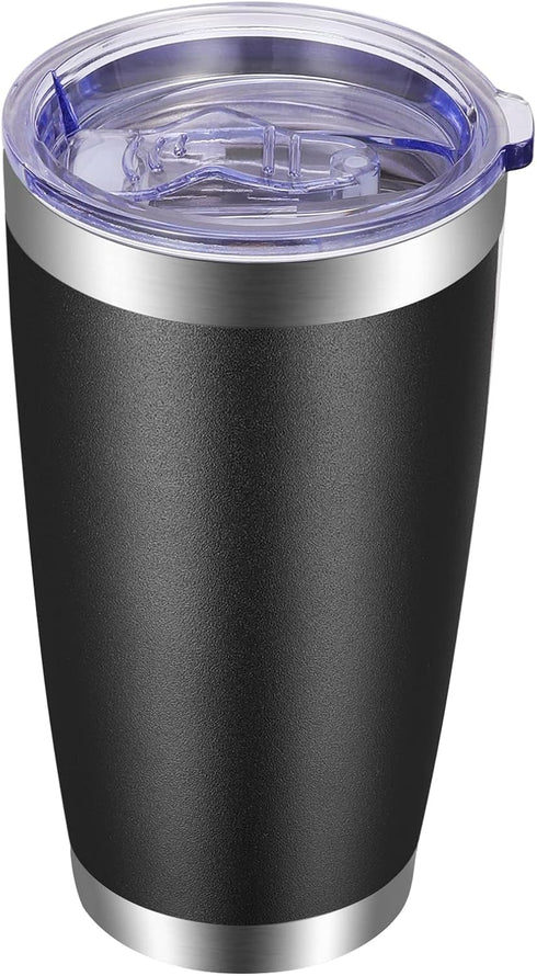 VEGOND 20oz Tumbler with Lid and Straw Stainless Steel Tumbler Cup Vacuum Insulated Double Wall Travel Coffee Mug Powder Coated Coffee Cup(Black 1...
