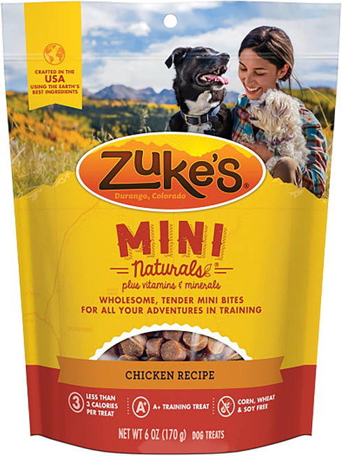 Zuke's Mini Naturals Dog Training Treats, Chicken Recipe, Soft & Tender Mini Dog Treats with Vitamins & Minerals, for All Breed Sizes, 6 OZ Bag (P...
