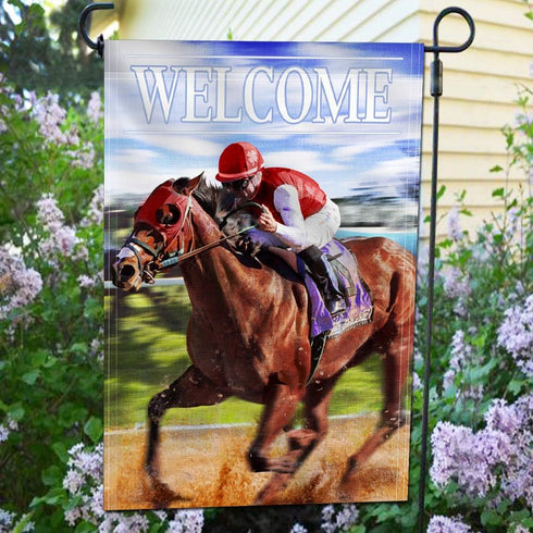 Anley Double Sided Premium Garden Flag, Derby Horse Race Welcome Spring Summer Decorative Garden Flags for Home Decor - Weather Resistant & Double...