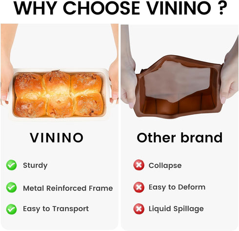 1 Pack Silicone Bread Loaf Pan with Metal Reinforced Frame, 9.5 x 5 in Non-stick Silicone Loaf Pan for Baking, Durable Silicone Bread Pan for Oven...