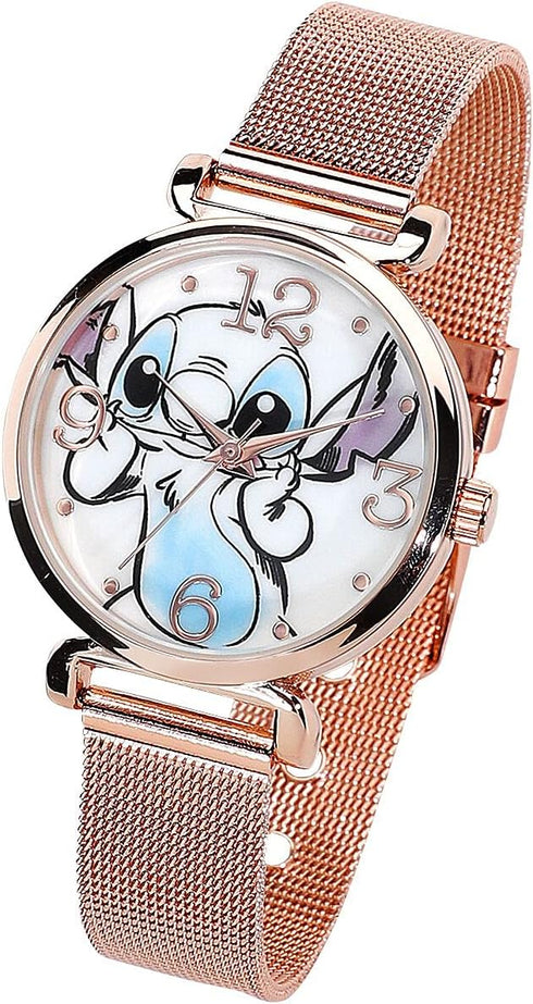 Accutime Women's Disney Lilo & Stitch Blue Gradient Analog Quartz Wrist Watch with Small Face, Gold Accents for Women, Adult (Model: LAS8004AZ)...