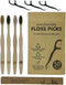 Sofi's Cute Corner Bamboo Toothbrushes, Soft Charcoal Bristles 4 Pcs. Eco Friendly Dental Floss Pick, Charcoal Thread Flosser 50 Ct, Sustainable -...