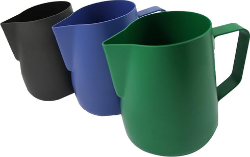 BrewGlobal Rhinoware Stealth Milk Pitcher, Stainless Steel 12 oz - Blue (RHBLUE12OZ)...