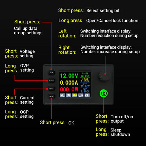Color Display Adjustable 90W DC DC Buck Boost Power Converter CC CV 0.5-36V 5V 6V 12V 24V Power Module Regulated Laboratory Power Supply...