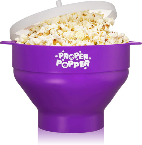 The Original Proper Popper Microwave Popcorn Popper, Silicone Popcorn Maker, Collapsible Bowl BPA Free & Dishwasher Safe - (Purple)...