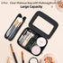 Clear Makeup Bag with Makeup Brush Bag,Double Sided Clear Toiletry Bag for Women,Portable Travel Cosmetic Bag,Makeup Case with Zipper,Leather Make...