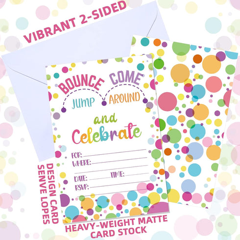 Zonon 30 Pieces Birthday Invitations for Girls Bounce House or Jumping Party Invitation Cards Kids Bounce House Trampoline Celebration Party Suppl...