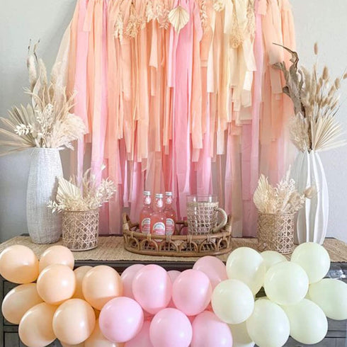 PartyWoo Pink Crepe Paper Streamers 6 Rolls 492 ft Pack of Light and Hot Pink Peach Light Yellow Crepe Paper for Wedding Baby Shower Gender Reveal...