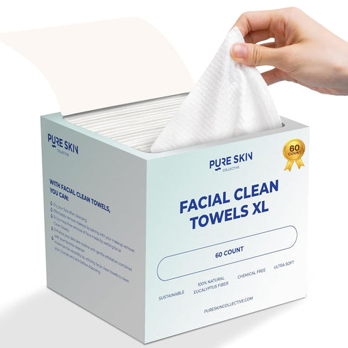 Clean Towels XL 100% USDA Dermatologist Approved Face Towel, Disposable Face Towelette, Clinically Tested Biobased Facial Washcloth, Makeup Remove...