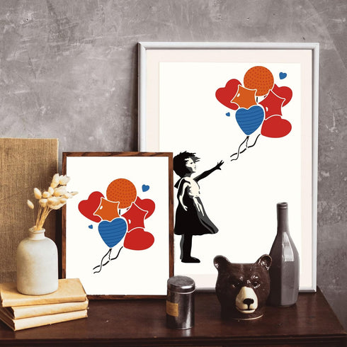 FINGERINSPIRE 5 PCS Banksy Stencil Layered Design 11.7x8.3inch Reusable Layered The Human with a Balloon Drawing Stencil Banksy Decoration Stencil...