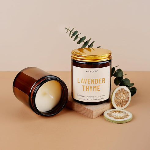 Scented Candles for Home - Lavender & Thyme Scented Candle | Aromatherapy Candles, Soy Candles for Home Scented, 7oz Amber Jar Candles Gift for Wo...